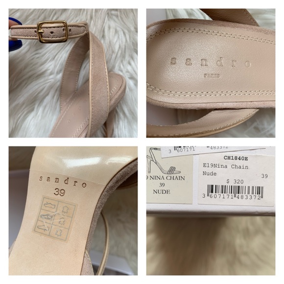 *SOLD* New! SANDRO Paris Nina Chain Tan Suede Sandals - Picture 13 of 14